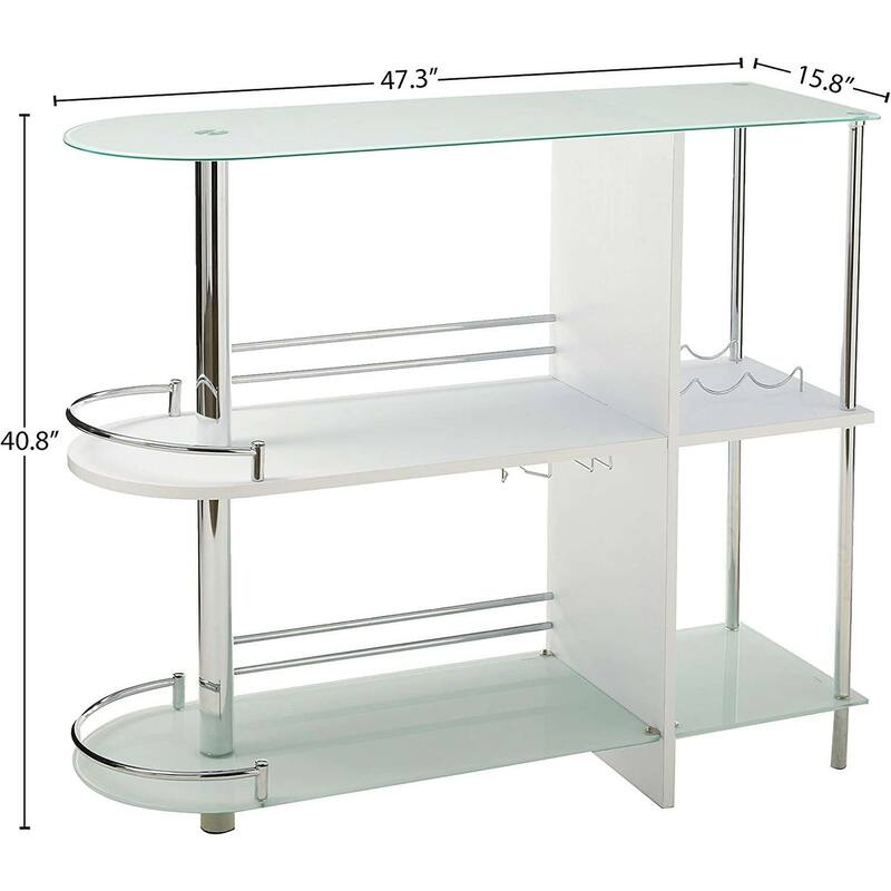 Bar Table with Two Tempered Glass Shelves