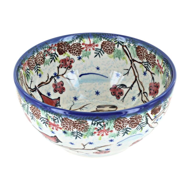 Blue Rose Polish Pottery Vena Cereal Bowl - Little Snowman