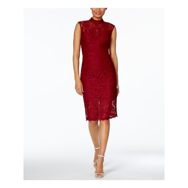 burgundy lace overlay dress