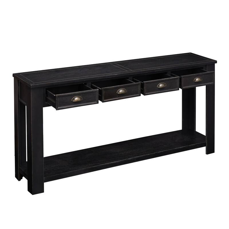 Kinbor Console Table End Table 2-Tier Hallway Sofa Table with Storage Drawers Bottom Shelf for Living Room, Entryway, Bedroom