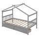 preview thumbnail 17 of 21, Twin Size Wooden House-Shaped Bed with Built-In Drawers for Creative and Organized Kids' Bedrooms