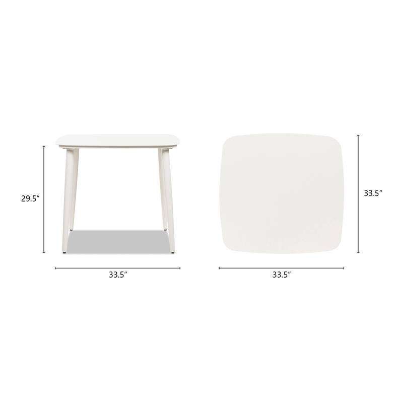 Santorini 33.5" Aluminum Outdoor Patio White Coffee Table - 33.5"W X 33.5"D X 29.5"H