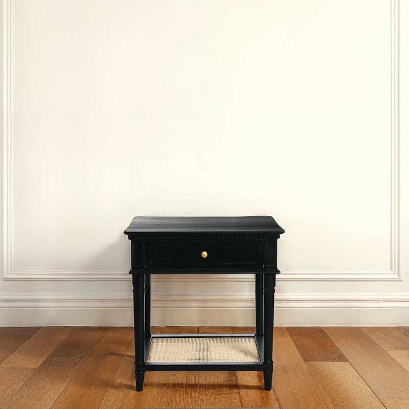 Maxwelton Acacia Wood and Cane Bed Side Table