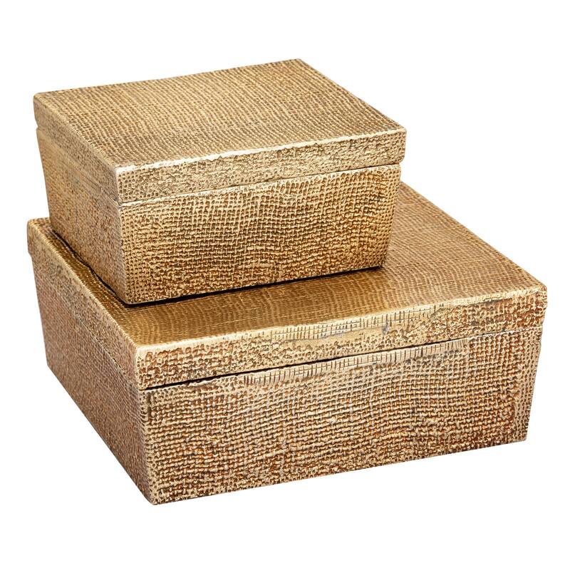 Elk Home Square Linen Antique Brass Metal 11 Inch Wide Box
