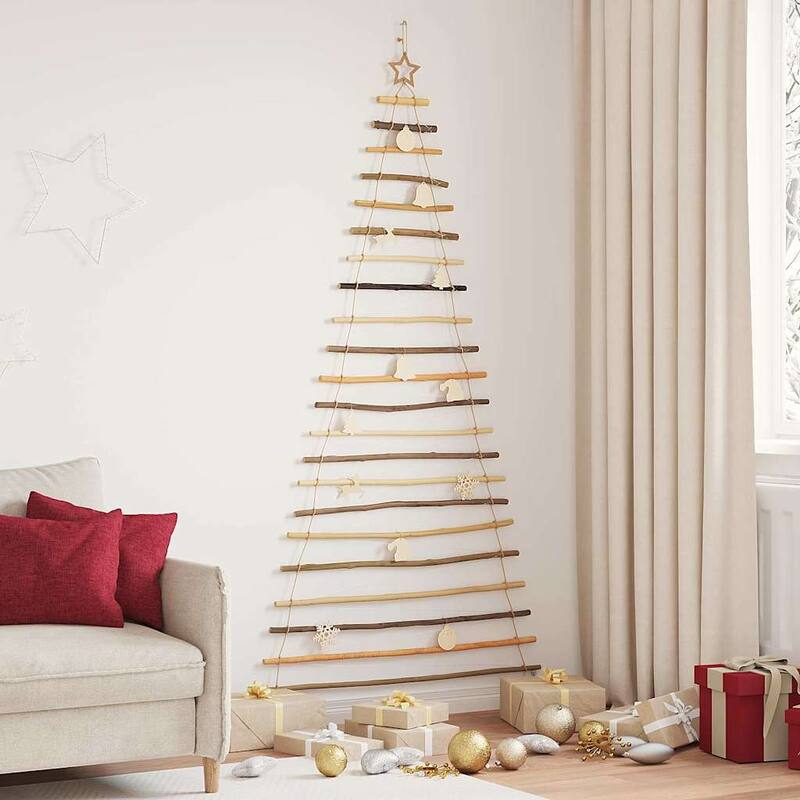 vidaXL Christmas Tree with LEDs Natural Solid Ash wood