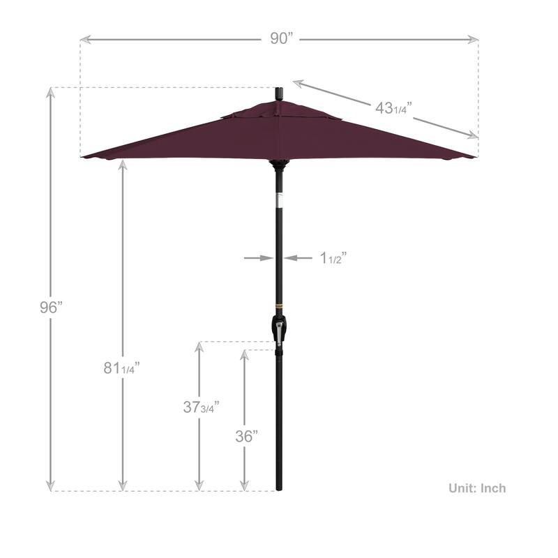 California Umbrella 7.5' Round Crank Lift Push Button Tilt Black Aluminum Patio Umbrella with Pacifica Pacific Blue Fabric