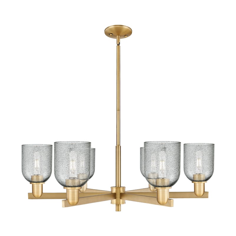 Innovations Lighting Endless Possibilities Arcadia - Caledonia - 6 Light 35" Stem Hung Chandelier with Charcoal Shade - Brushed Brass/Charcoal