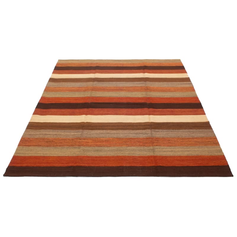 ECARPETGALLERY Flat-Weave Boho Copper Wool Kilim - 8'0 x 10'1