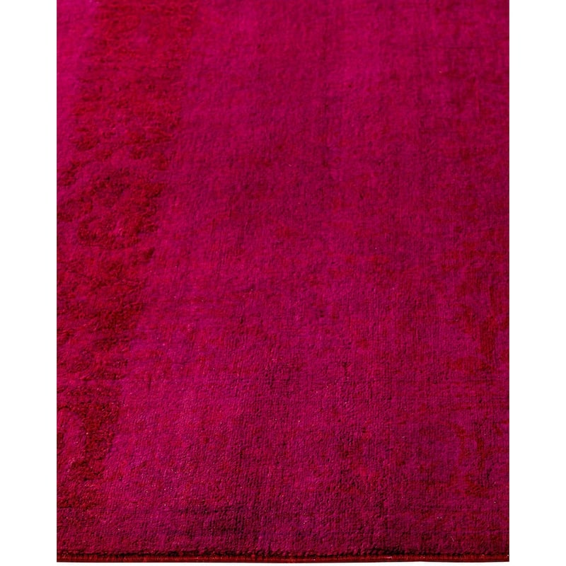 Overton Hand Knotted Wool Vintage Inspired Modern Contemporary Overdyed Pink Runner Rug - 2' 7" x 16' 1"