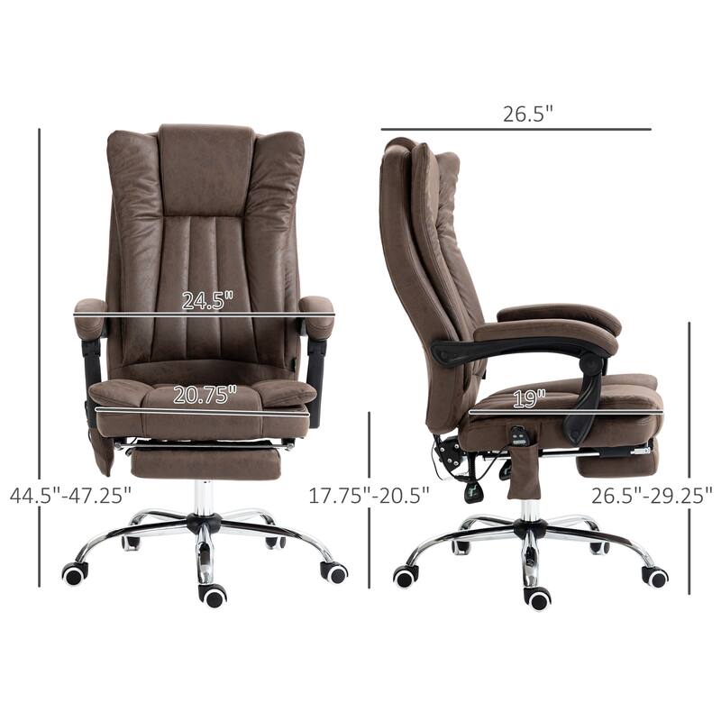 Vinsetto Microfiber Office Chair,High Back Computer Chair with 6 Point Massage, Heat, Adjustable Height and Retractable Footrest