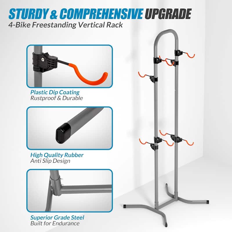 Suchtale 4 Bike Rack, Bicycle Rack, Garage Home Bike Storage Rack, Freestanding Gravity Bike Stand