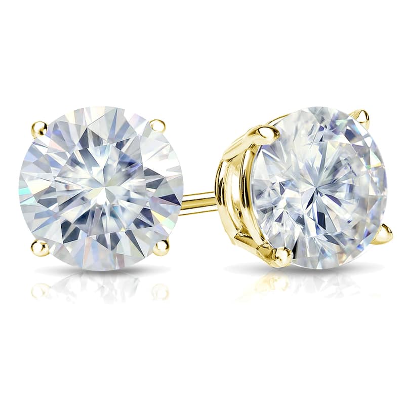 Auriya 1 1/2ctw Round Moissanite Stud Earrings 14k Gold 4-Prong Basket - 5.9 mm