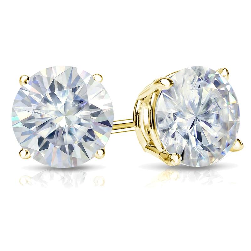 Auriya 1 1/2ctw Round Moissanite Stud Earrings 18k Gold 4-Prong Basket - 5.9 mm