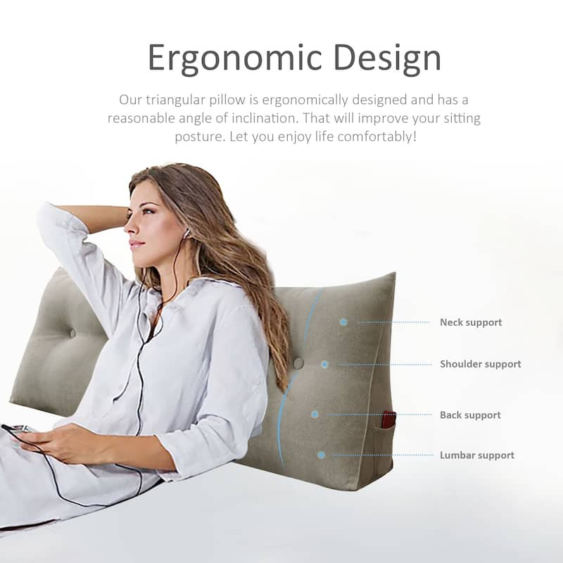 WOWMAX Large Bed Wedge Pillow Headboard Back Support Reading Cushion