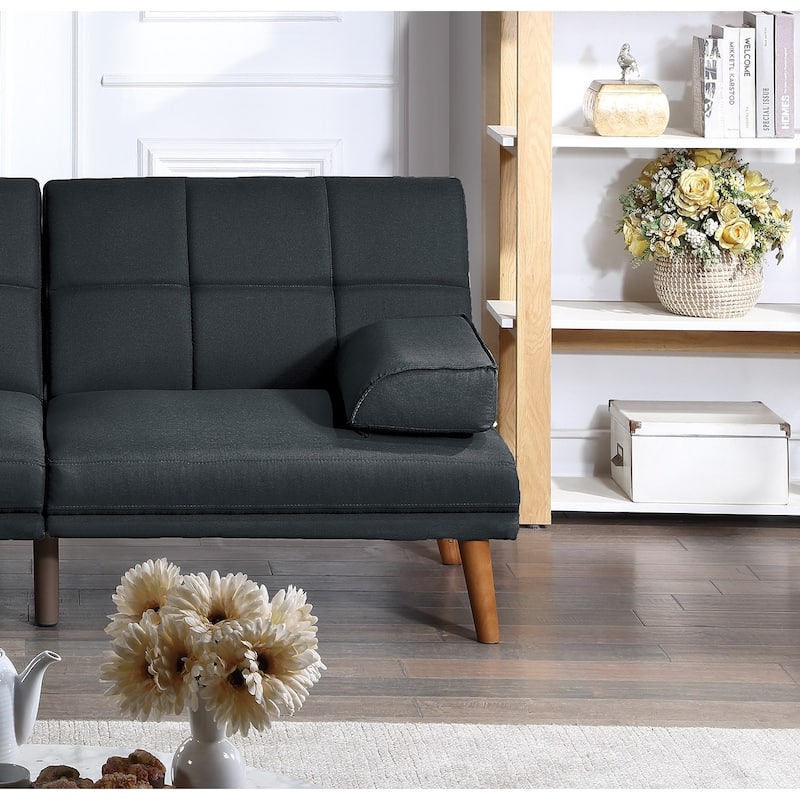 Polyfiber Adjustable Loveseat Sofa, Living Room Plush Couch with Tufted Back and Pillow Top Arms