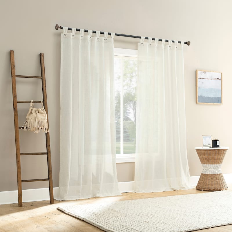 No. 918 Waverly Linen Blend Sheer Tab Top 1-Piece Curtain Panel, Single Panel