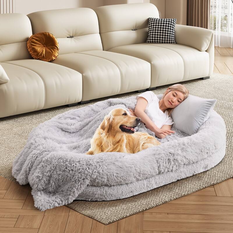 Gymax 68'' x 46'' x 10'' Human Dog Bed Orthopedic Dog Bed w/ Soft
