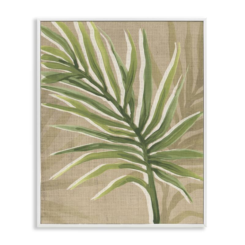 Stupell Natural Curved Palm Leaf Framed Giclee Art Design By June Erica Vess - 16 x 20 - White