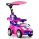 preview thumbnail 2 of 28, Gymax 3-in-1 Sliding Walker w/ Adjustable Canopy Horn Music & Light Pink