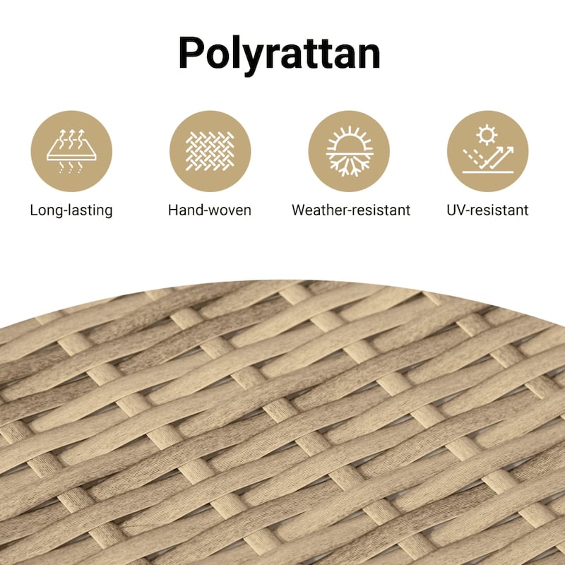 vidaXL Patio Sofa Set Beige Poly rattan, Powder-coated steel, Fabric - 21.7 x 21.7 x 14.6