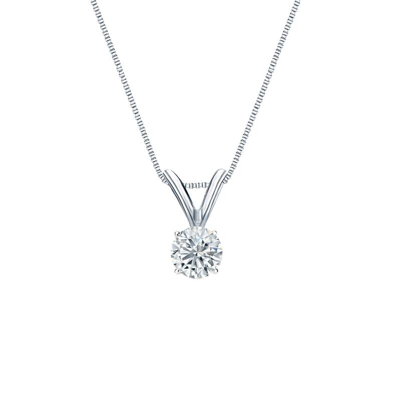 Auriya Platinum 0.20ctw Round Solitaire Lab Grown Diamond Necklace 4-Prong Basket (D-E VVS) - 0.2 - 0.2 - 18 Inch - White - White