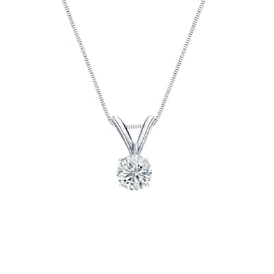 Auriya Platinum 0.20ctw Round Solitaire Lab Grown Diamond Necklace 4-Prong Basket (D-E VVS) - 0.2
