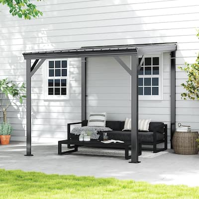 GDFStudio - Everett Lean-To Gazebo with Galvanized Steel Roof and Upgraded Drainage System