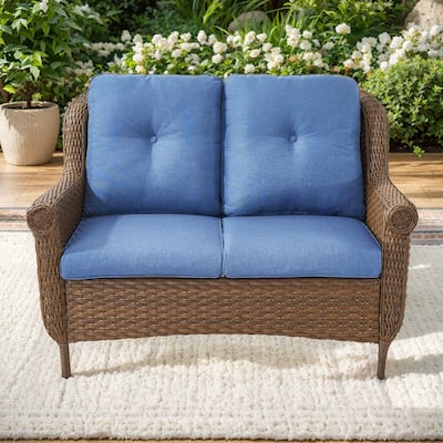 Loveseat Outdoor Patio Sofa Couch Brown - Blue