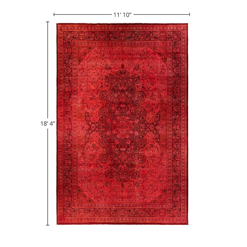 Overdyed, One-of-a-Kind Hand-Knotted Area Rug - Pink - 11' 10" x 18' 4"