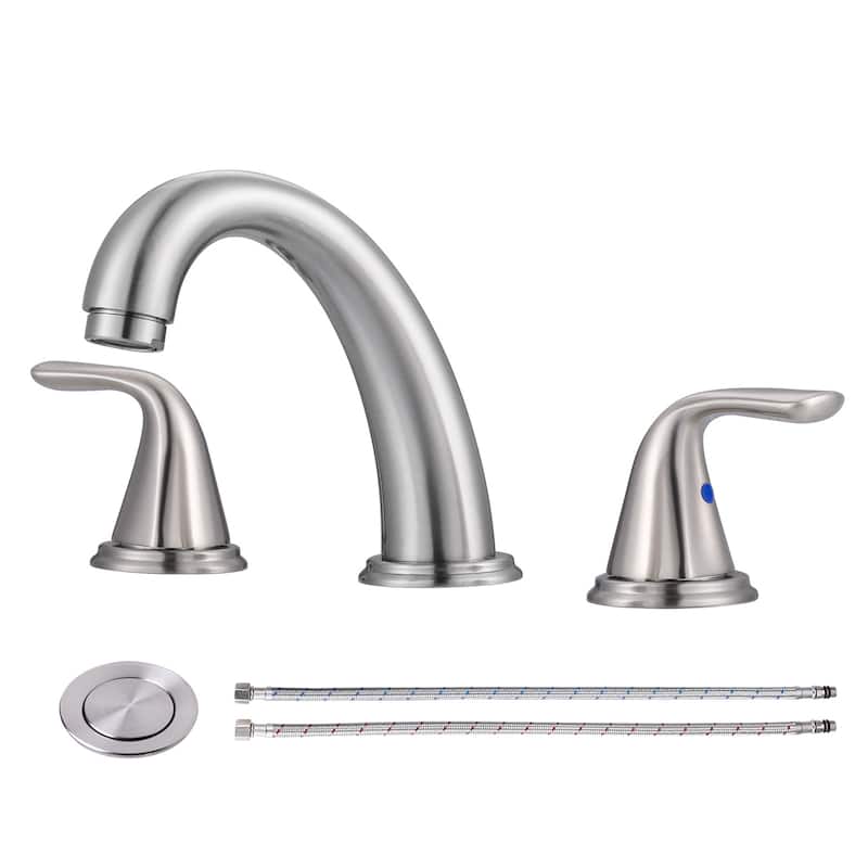 WOWOW Widespread Double Handle Bathroom Faucet - Brushed Nickel
