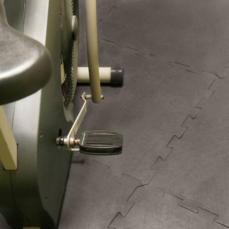 Rubber-Cal "Armor-Lock" Interlocking Rubber Mat Tiles - 3/8 in x 2 ft x 2 ft - Black - 24x24