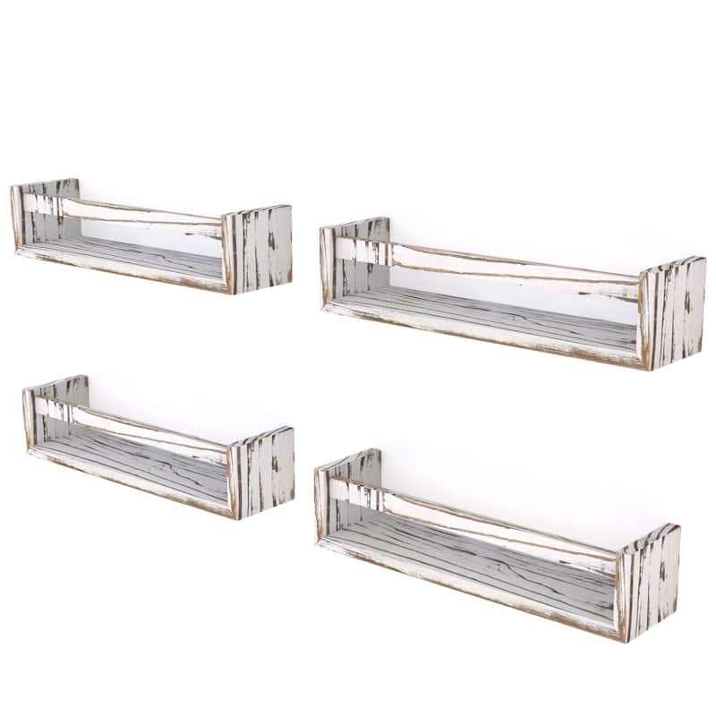 Wallniture Utah Wood Wall Shelves for Book and Toy Storage (Set of 4) - Burnt White