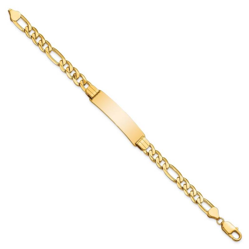 Curata 9.84mm 10k Yellow Gold Engravable Figaro Link ID Bracelet 8 Inch