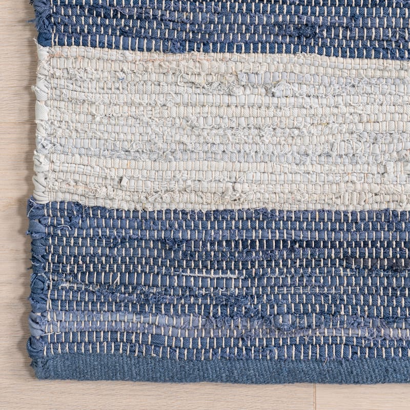 Home Conservatory Striped Rag Handwoven Cotton Area Rug - 2'6" x 8' Runner