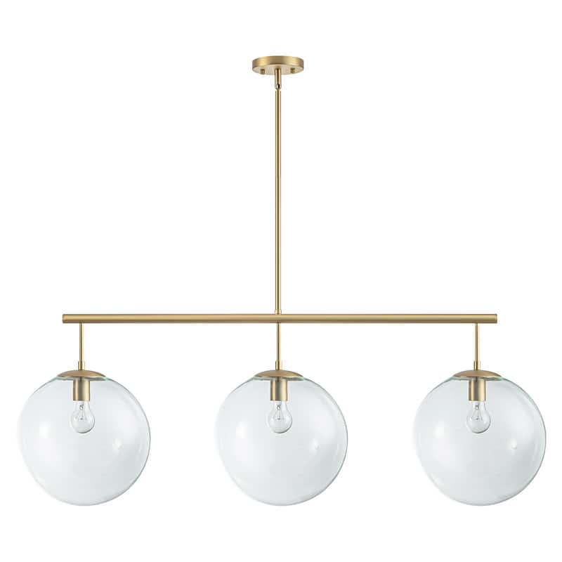 3-Light Modern Gold Linear Glass Globe Bubble Pendant Light Kitchen Island Lighting