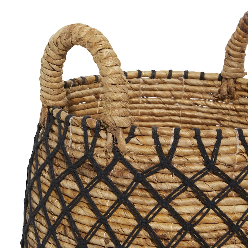 Banana Leaf Handmade Decorative and Functional Storage Basket with Handles - Set of 2 Brown - Roche River Decor