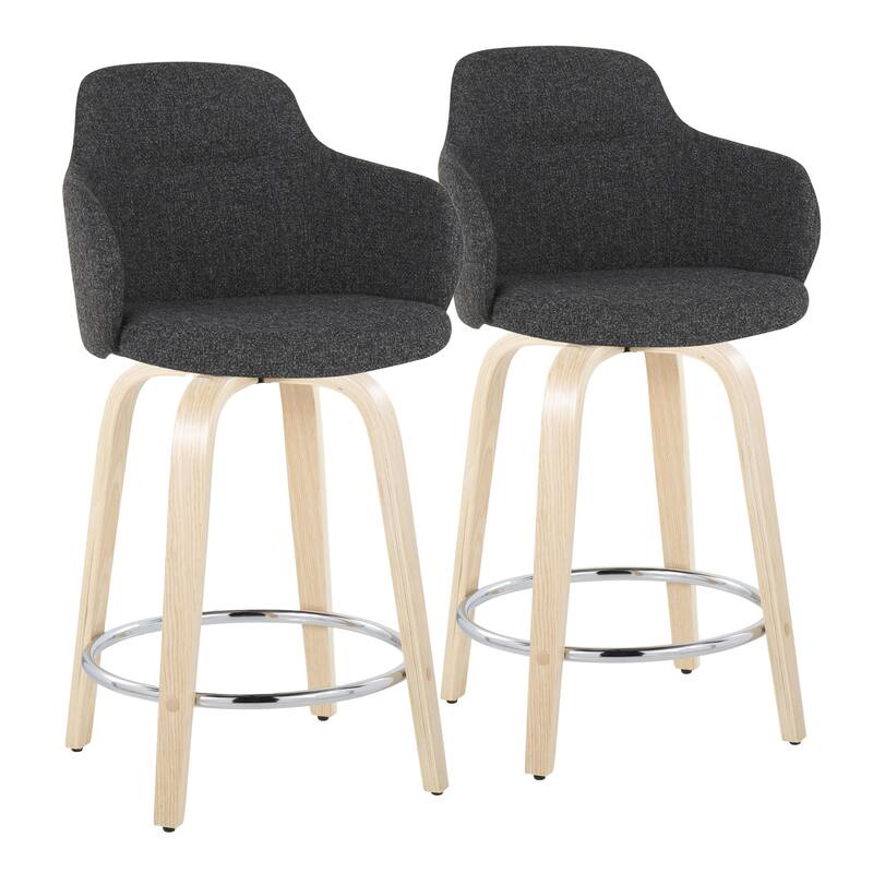 Carson Carrington Iglabo 24" Fixed-Height Counter Stool with Bent Wood Legs and Round Footrest (Set of 2)