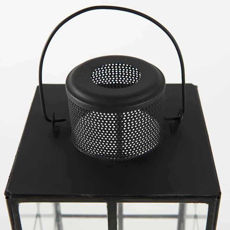 Gamfield Small Black Metal & Glass Candle Holder Lantern