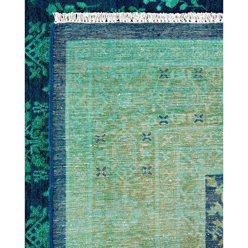 Fine Vibrance, One-of-a-Kind Hand-Knotted Area Rug - Green, 9' 2" x 11' 9" - 9' 2" x 11' 9"