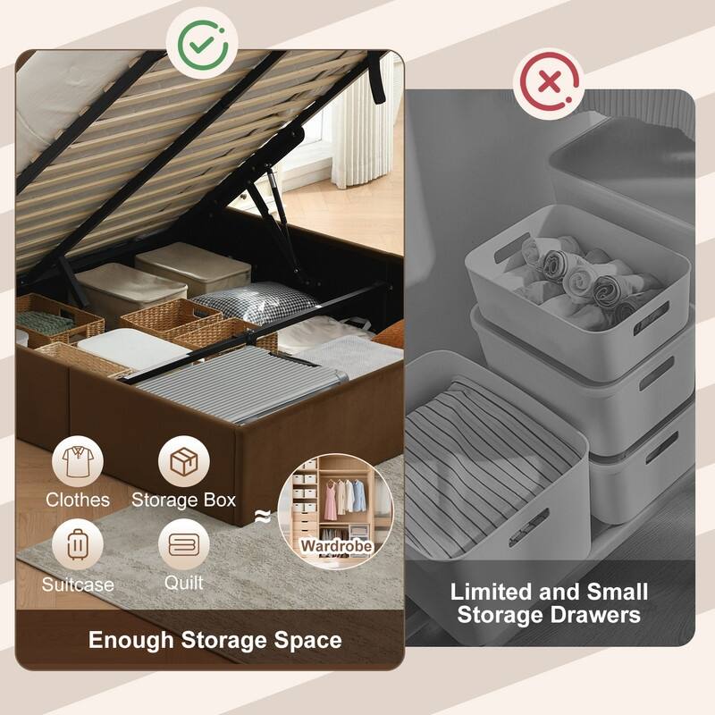 Full Size Lift-Up Storage Bed, White