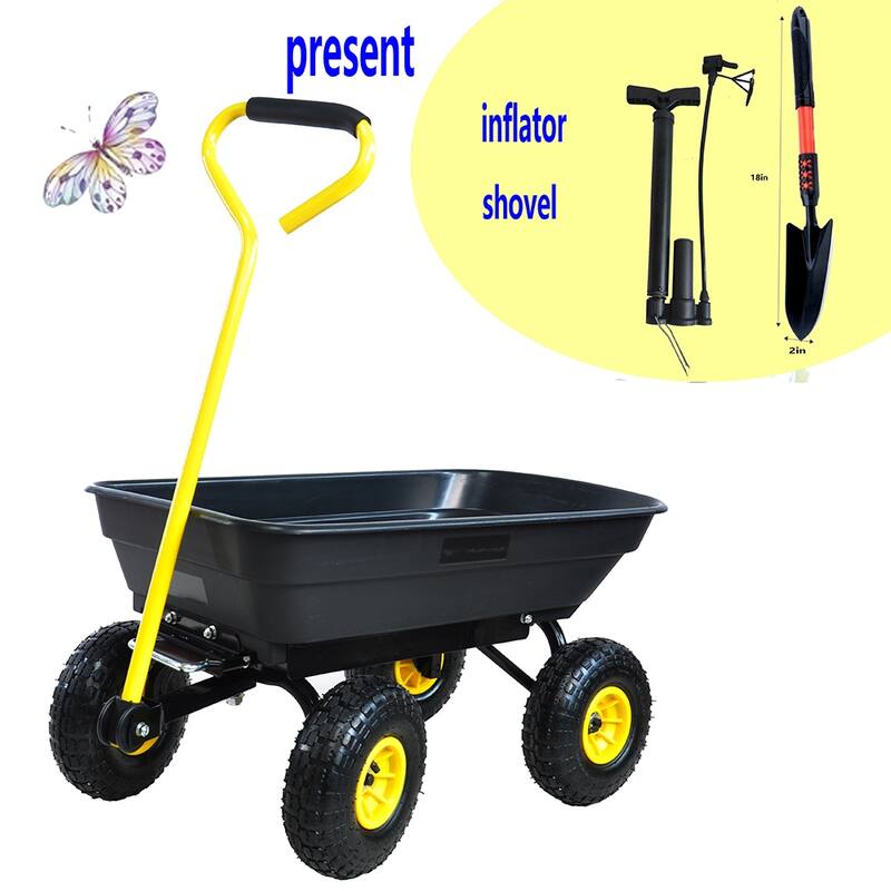 Dual Wheel Wheelbarrow, Garden Cart, Utility Cart, Pneumatic Tires - 57.87"Lx28.35"Wx26.00"H