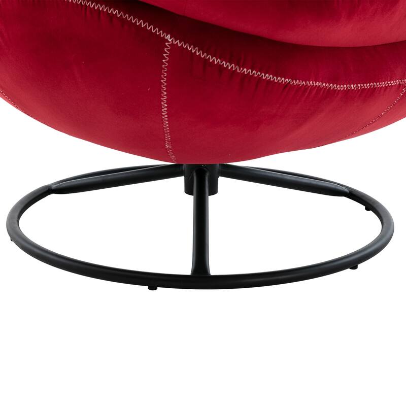 Velvet Swivel Accent Chair with Ottoman & Metal Legs (360° Rotation)