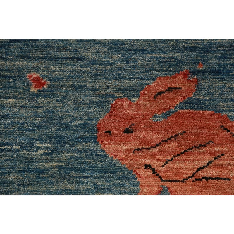 Vegetable Dye Art Deco Oriental Area Rug Hand-Knotted Wool Carpet - 9'11"x 13'0"