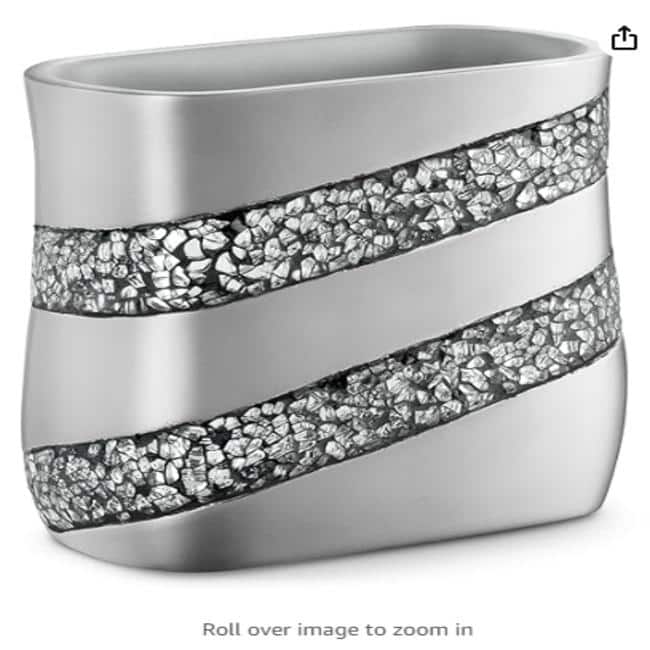 Creative Scents Silver Mosaic Bathroom Trash Can - Gray