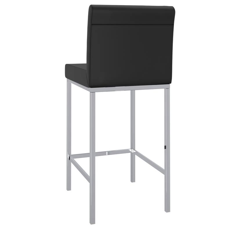 Contemporary Faux Leather and Metal 26" Counter Stool, Set of 4 - White and Chrome