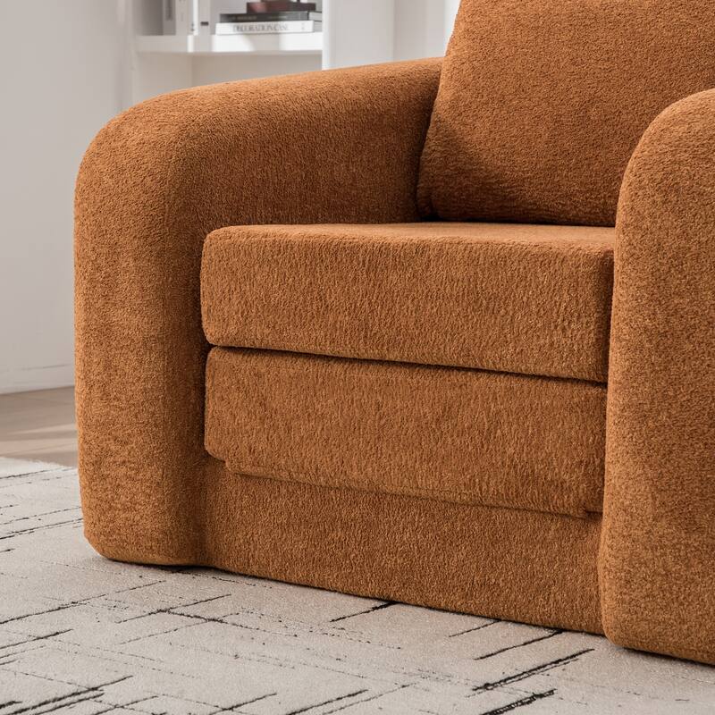 40" Convertible Chenille Floor Sofa Bed, Foldable Boneless Mattress Cloud Single Couch Lounge Chair with Armrest & Pillow