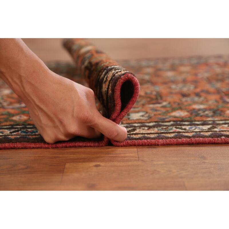 Hand Knotted Oriental 100% Wool Carpet Traditional All-Over Oranges & Rust Hamedan Runner Rug - 8' 2'' X 2' 8''