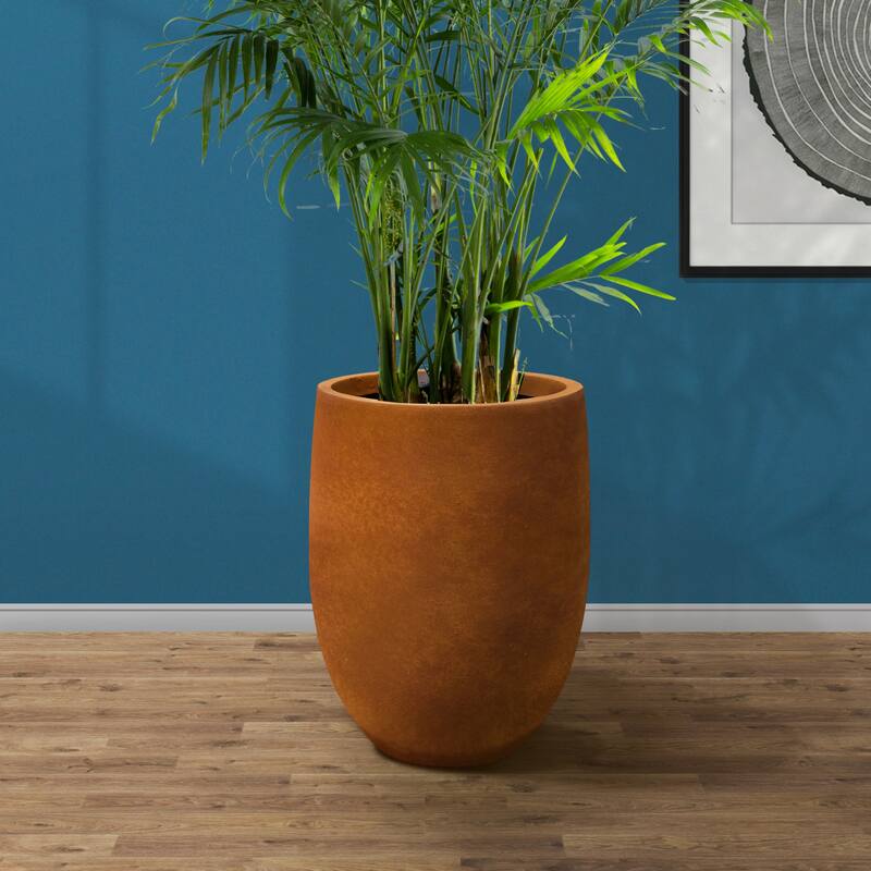 Kante Lightweight Concrete Outdoor Round Tall Planter, 21.7 Inch Tall