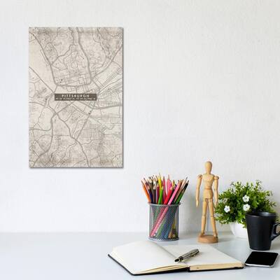 iCanvas "Pittsburgh City Map Abstract" by WallDecorAddict Canvas Print