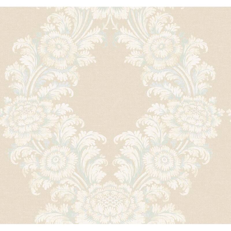Seabrook Designs Chandra Ogee Unpasted Wallpaper - 27 in. W x 27 ft. L - Metallic Beige & Powder Blue